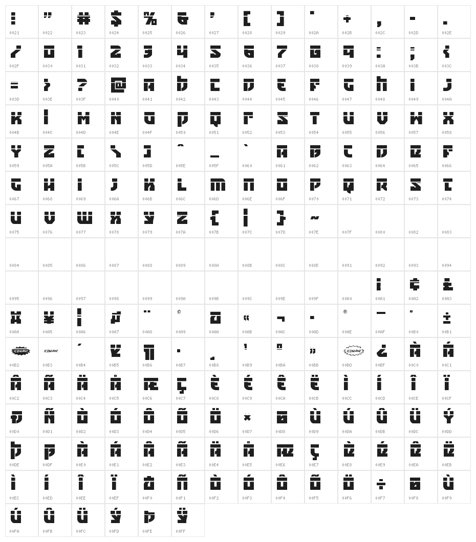 Crazy Ivan Laser Character Map
