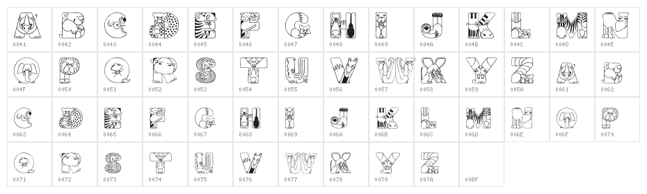 CrazyZoo Character Map