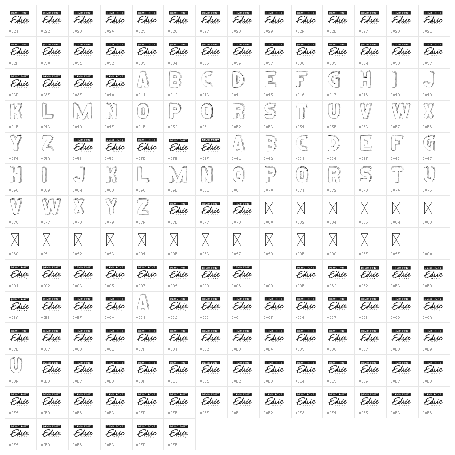 Crazytoon Demo Outline Character Map