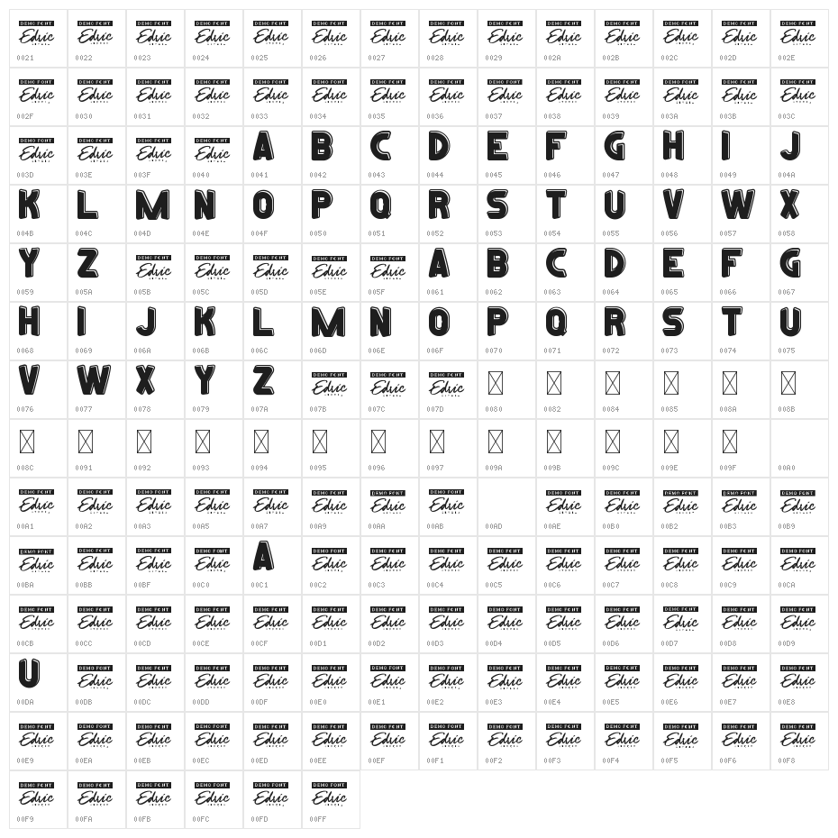 Crazytoon Demo Character Map