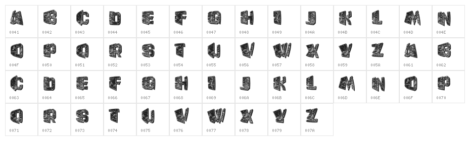 Cream Splashed Regular Character Map