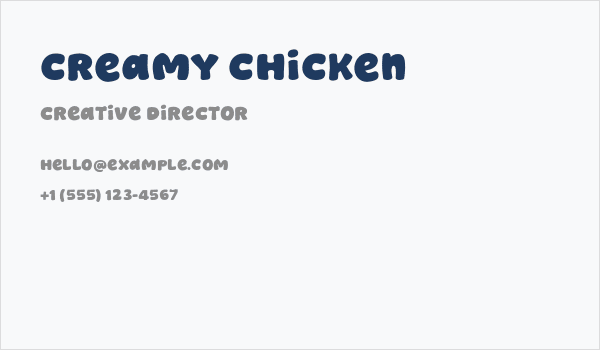 Creamy Chicken Business Card