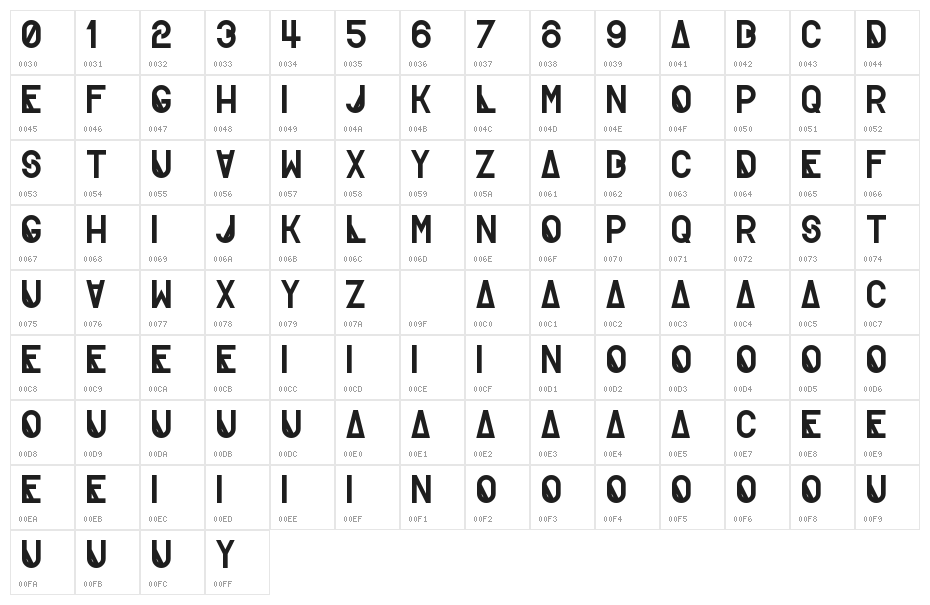 Creatif Regular Character Map