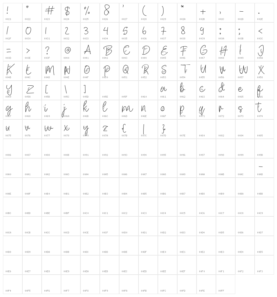 Creative Leaves Character Map