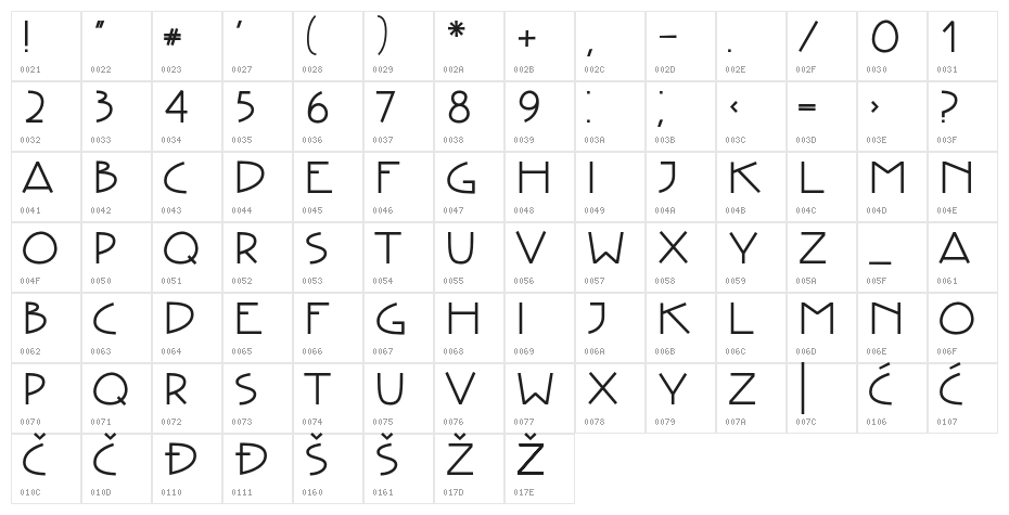 CreativeType-Bold Character Map