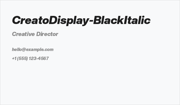 CreatoDisplay-BlackItalic Business Card