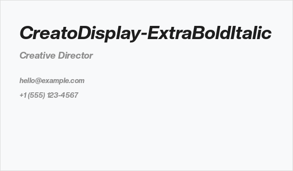 CreatoDisplay-ExtraBoldItalic Business Card