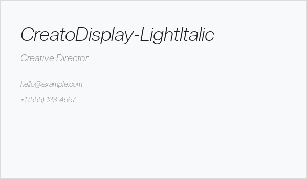 CreatoDisplay-LightItalic Business Card
