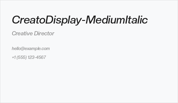 CreatoDisplay-MediumItalic Business Card