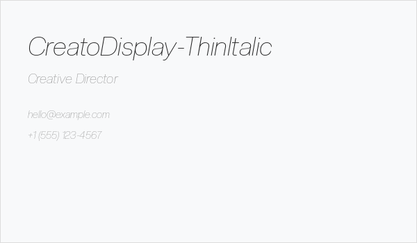 CreatoDisplay-ThinItalic Business Card