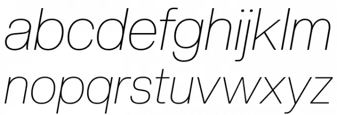 CreatoDisplay-ThinItalic Caratteri MINUSCOLO