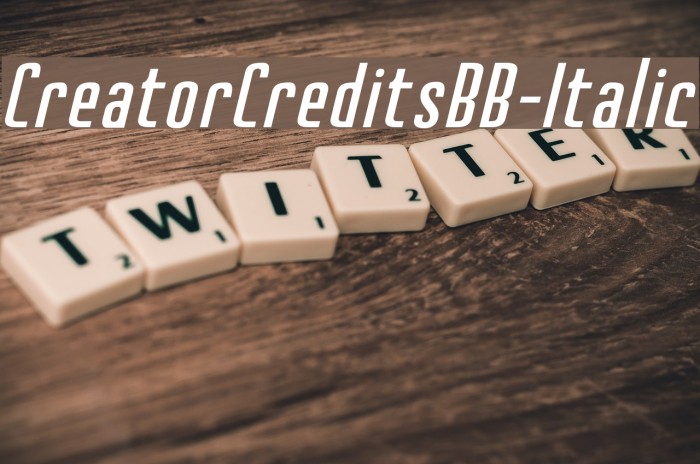 CreatorCreditsBB-Italic Font examples