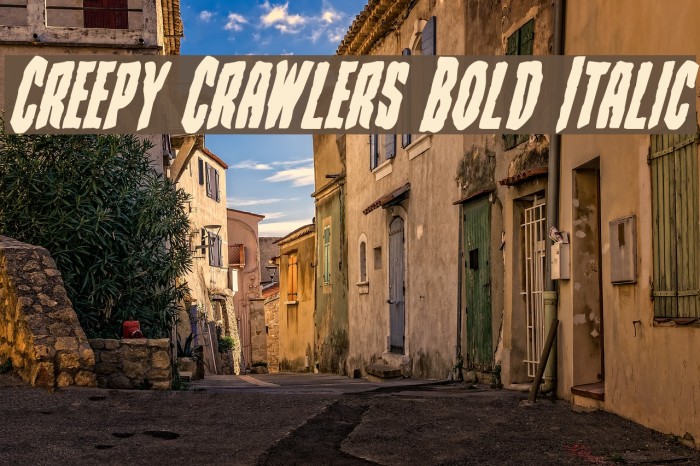 Creepy Crawlers Bold Italic Schriftart examples