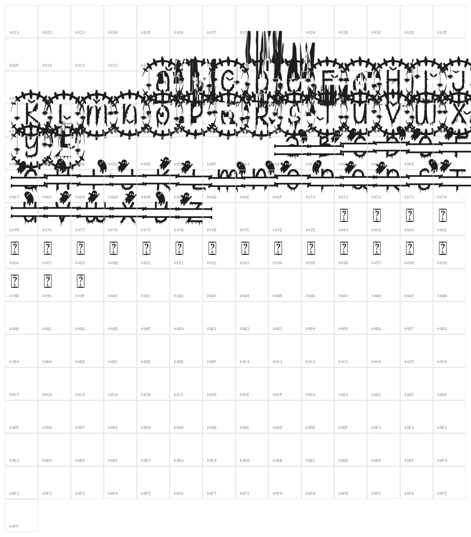 Creepy Halloween Monogram Character Map