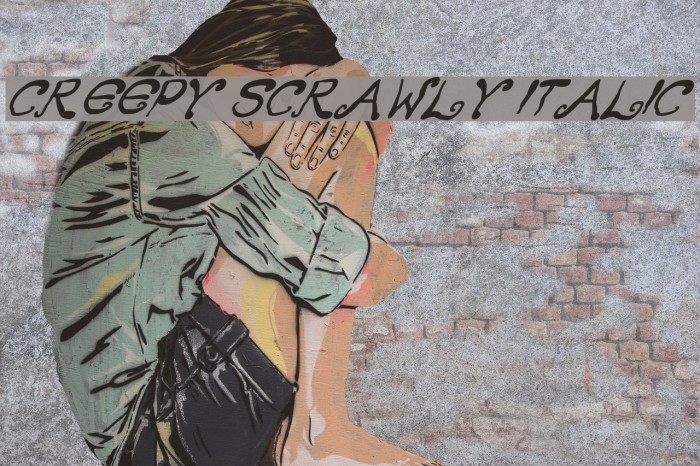 Creepy Scrawly Italic Font examples