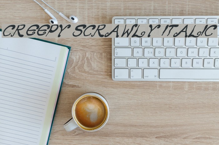 Creepy Scrawly Italic Font examples