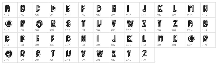 Cretin Shadow Regular Character Map
