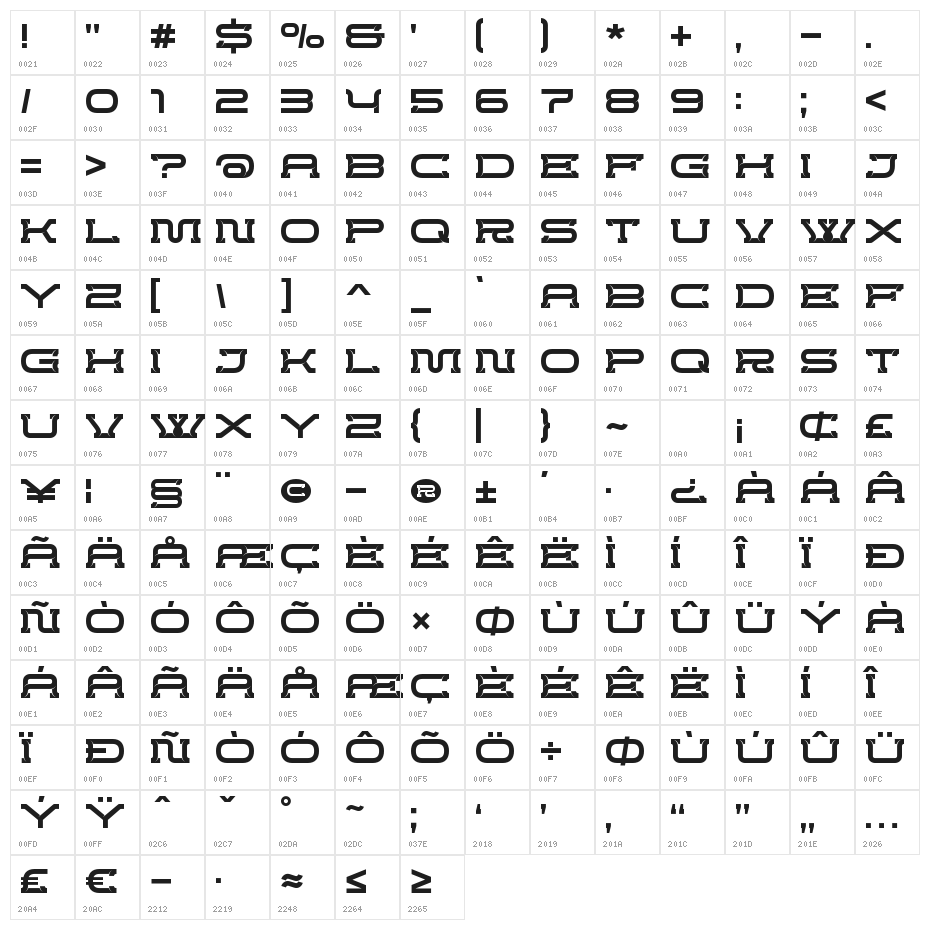 Creword Character Map