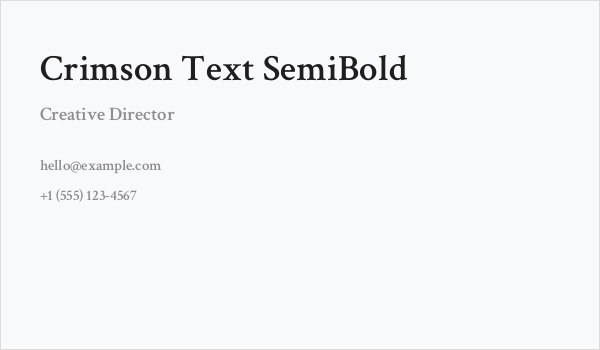 Crimson Text SemiBold Business Card