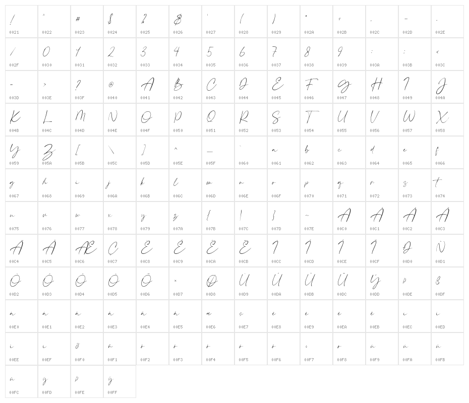 CrimsonFoam-Regular Character Map