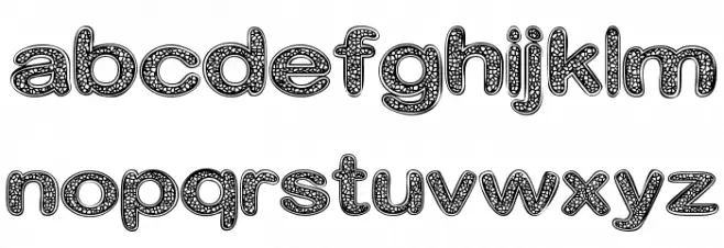 Crinkle Cut Glass Schriftart Kleinbuchstaben