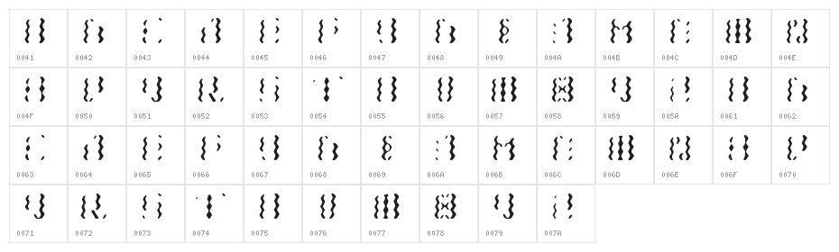 Crinkle Character Map