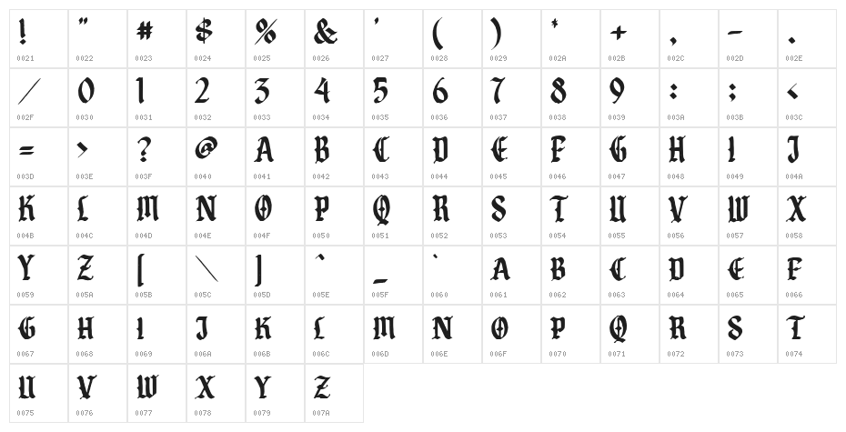 Cristone Regular Character Map