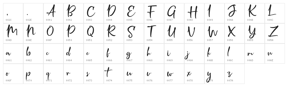 Crolinesy Daggaes Script DEMO Regular Character Map