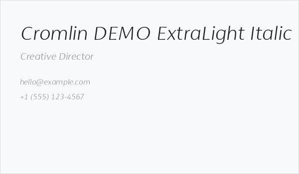 Cromlin DEMO ExtraLight Italic Business Card