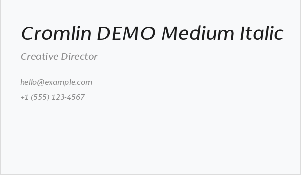 Cromlin DEMO Medium Italic Business Card