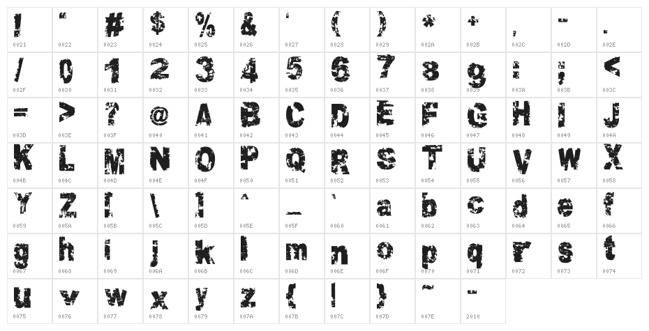 Crookiid veredgf Character Map
