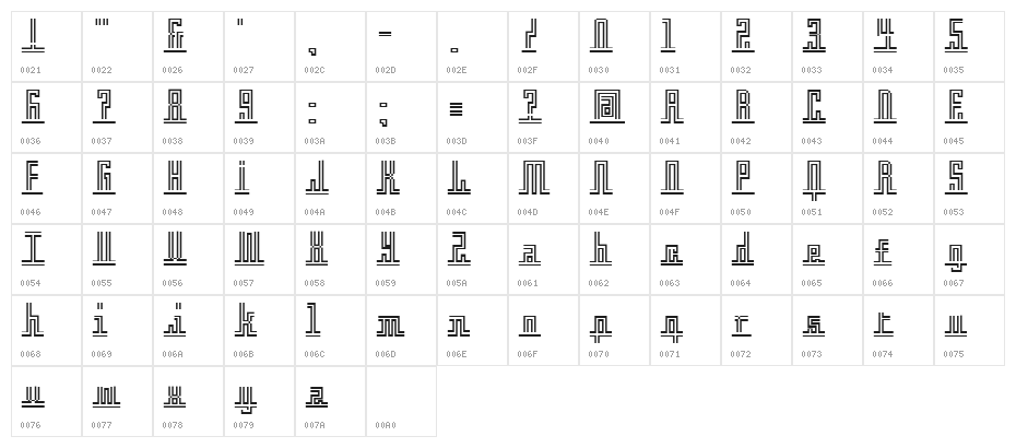 Crossbar Character Map