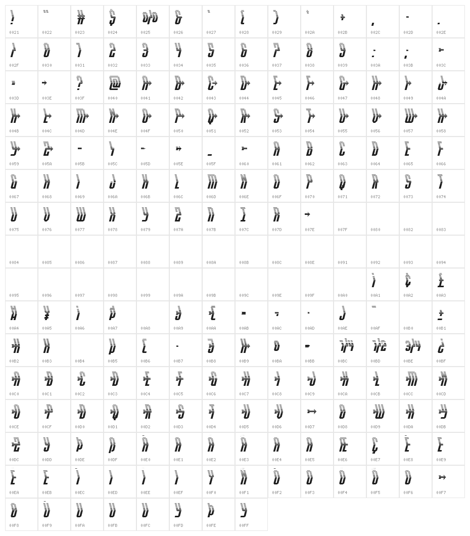 Crossbow Head Halftone Character Map
