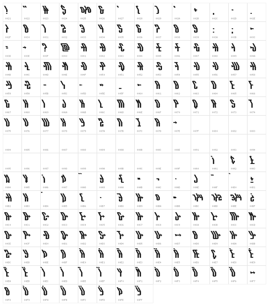Crossbow Shaft Expanded Leftal Character Map