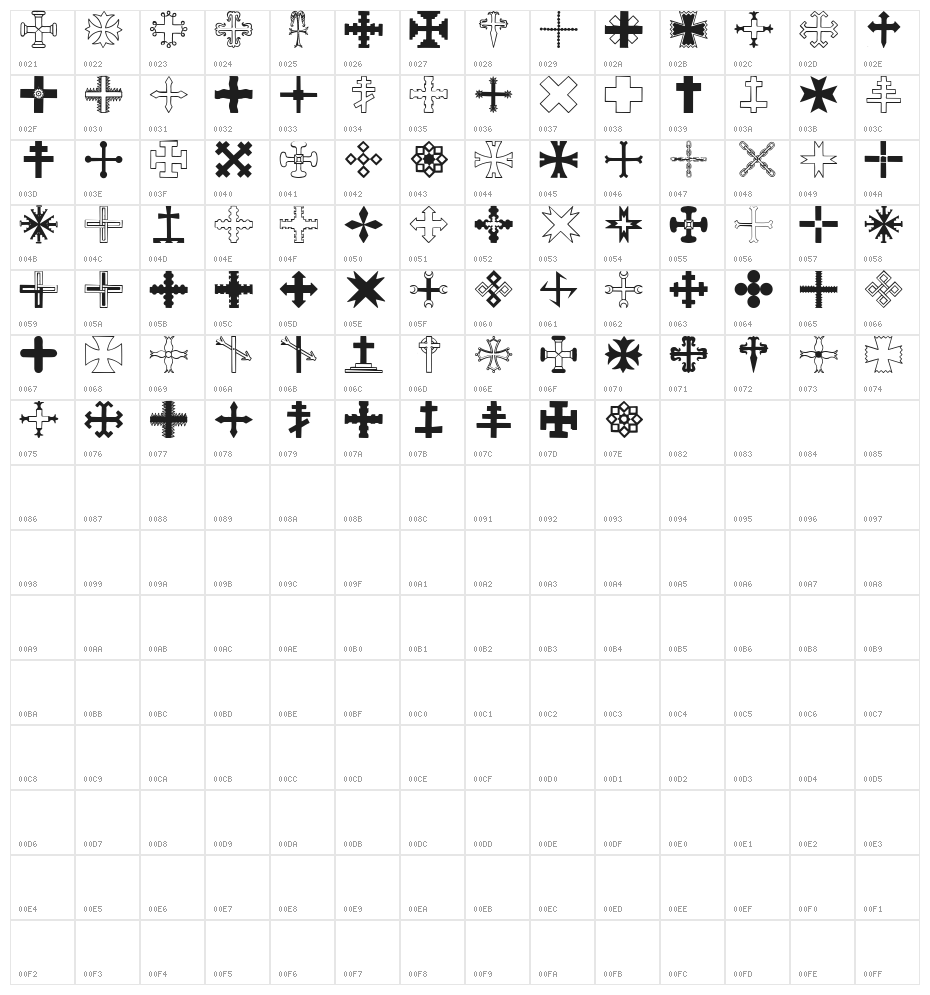 Crosses Character Map
