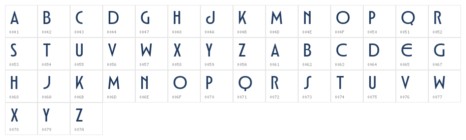 Crostan Medium Character Map
