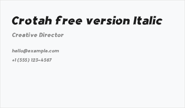 Crotah free version Italic Business Card