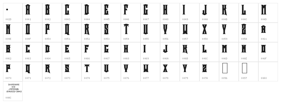 Crown Title Character Map