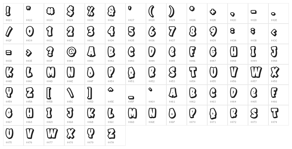 Cruch Branch Outline Character Map