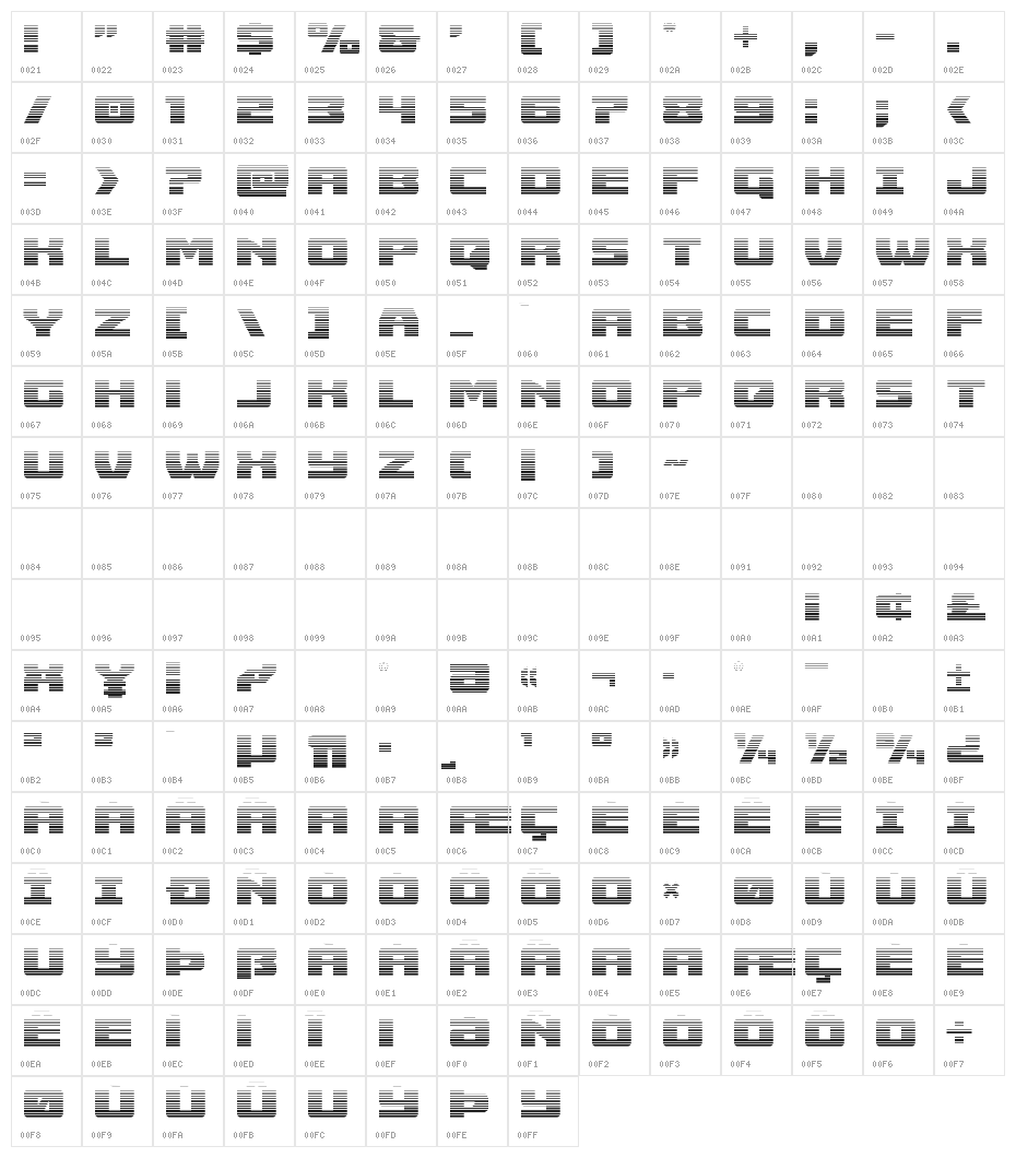 Cruiser Fortress Gradient Character Map