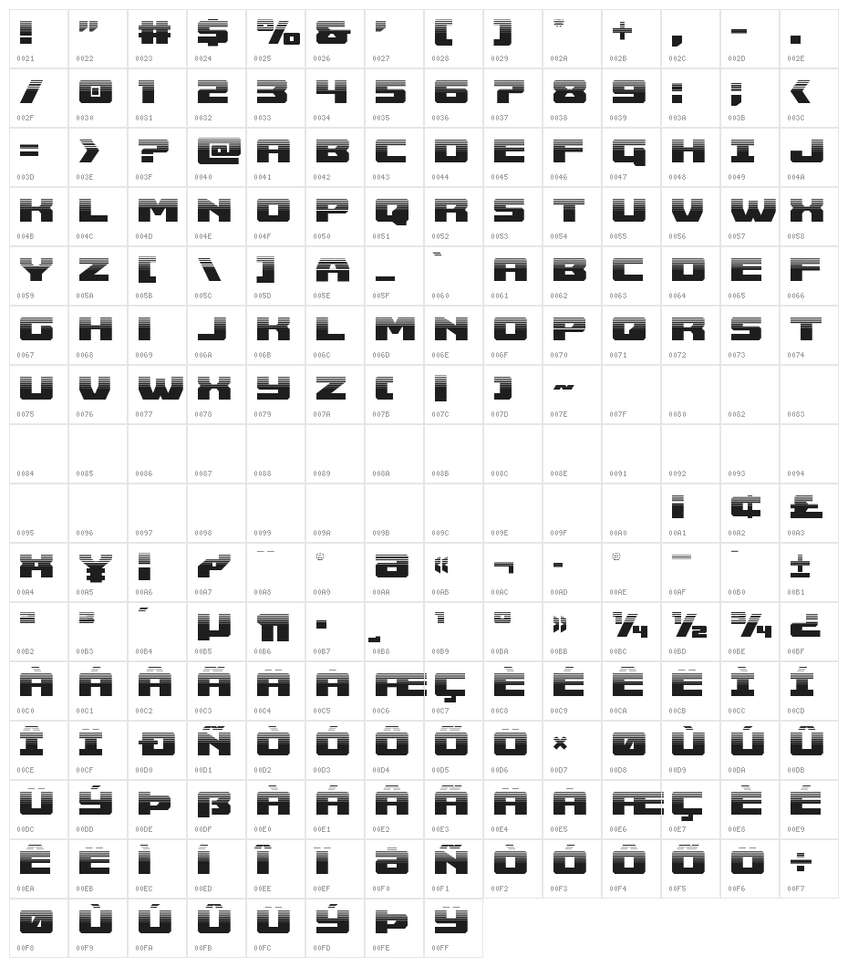 Cruiser Fortress Halftone Character Map