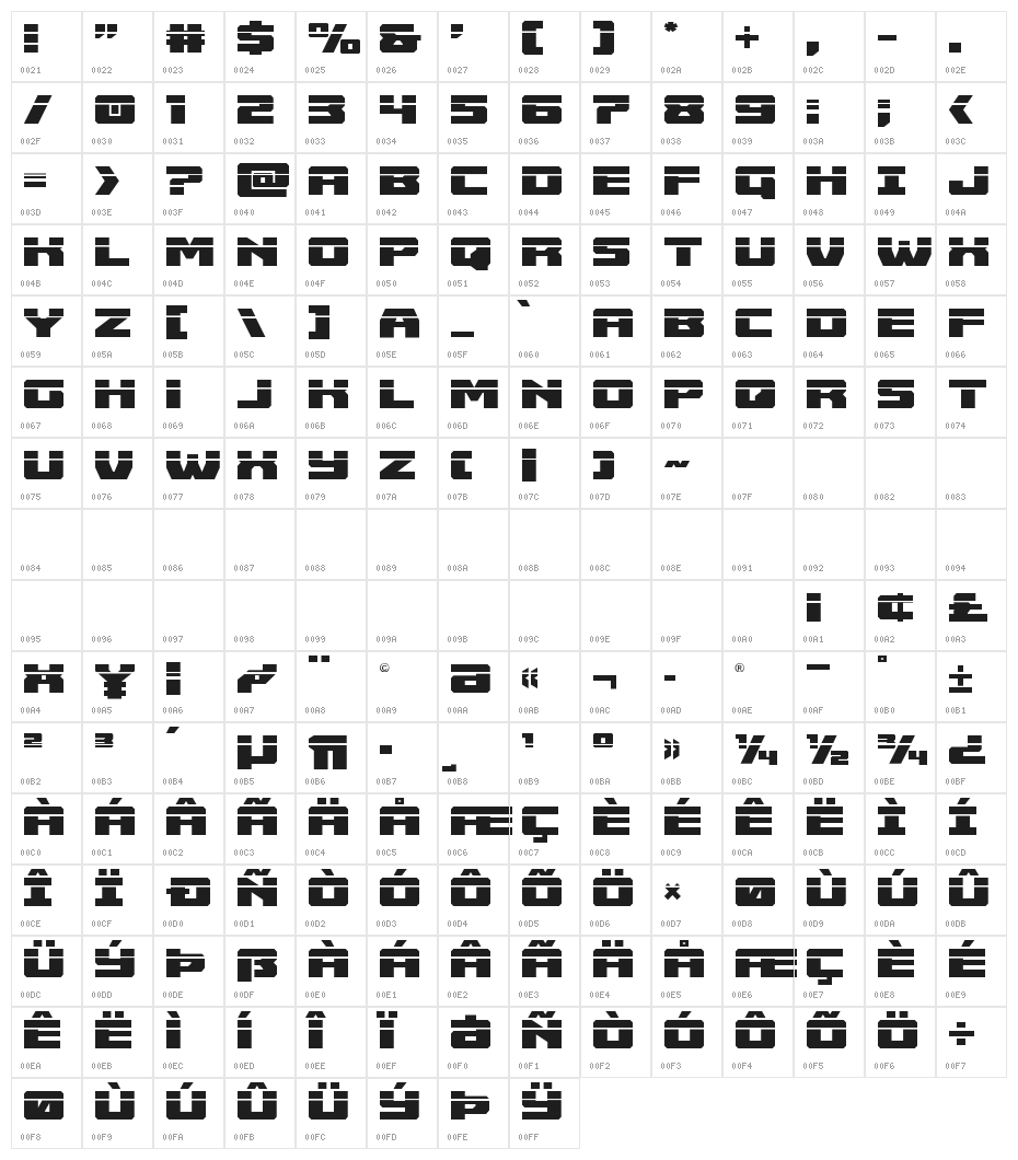 Cruiser Fortress Laser Character Map