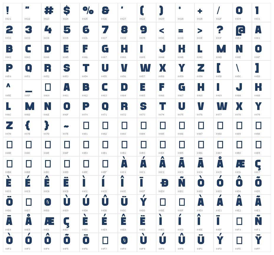 Crunch Regular Character Map