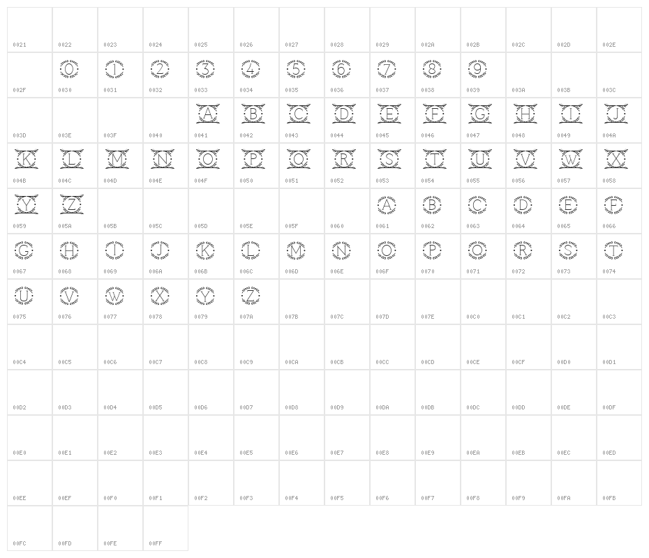 Cruncho Monogram Character Map