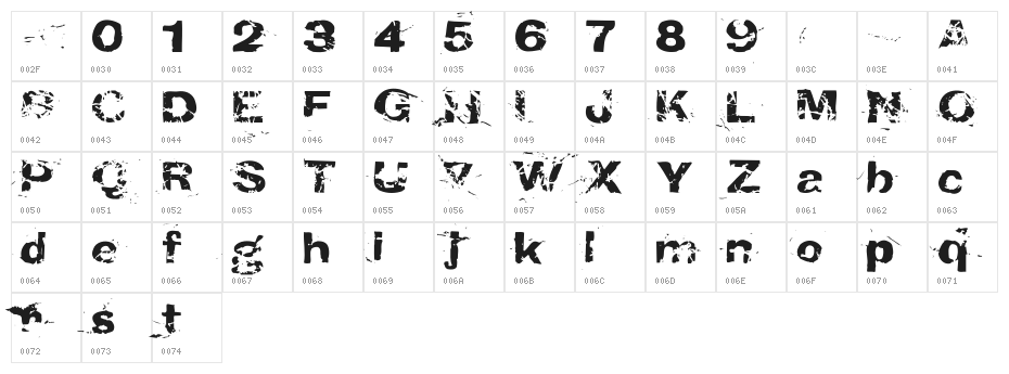 CrunchyFaxPhont Character Map