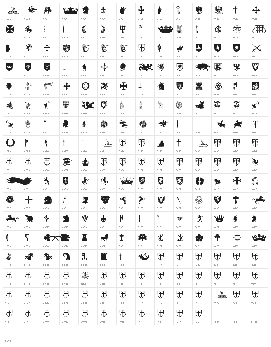 Crusader Character Map