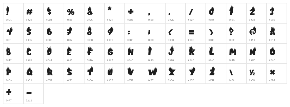 CrushNBurn-Regular Character Map