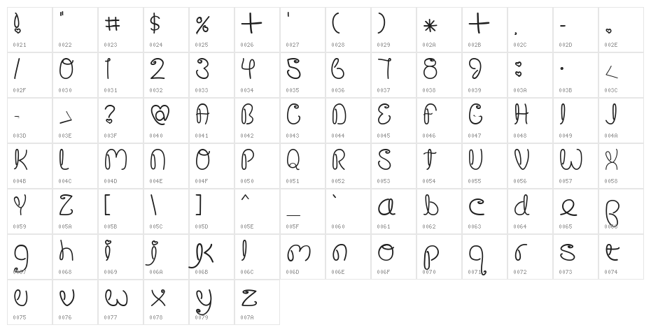 Crushed Out Girl Pen Character Map
