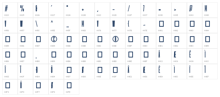 Crusher Regular Character Map