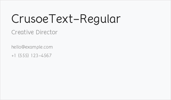 CrusoeText-Regular Business Card